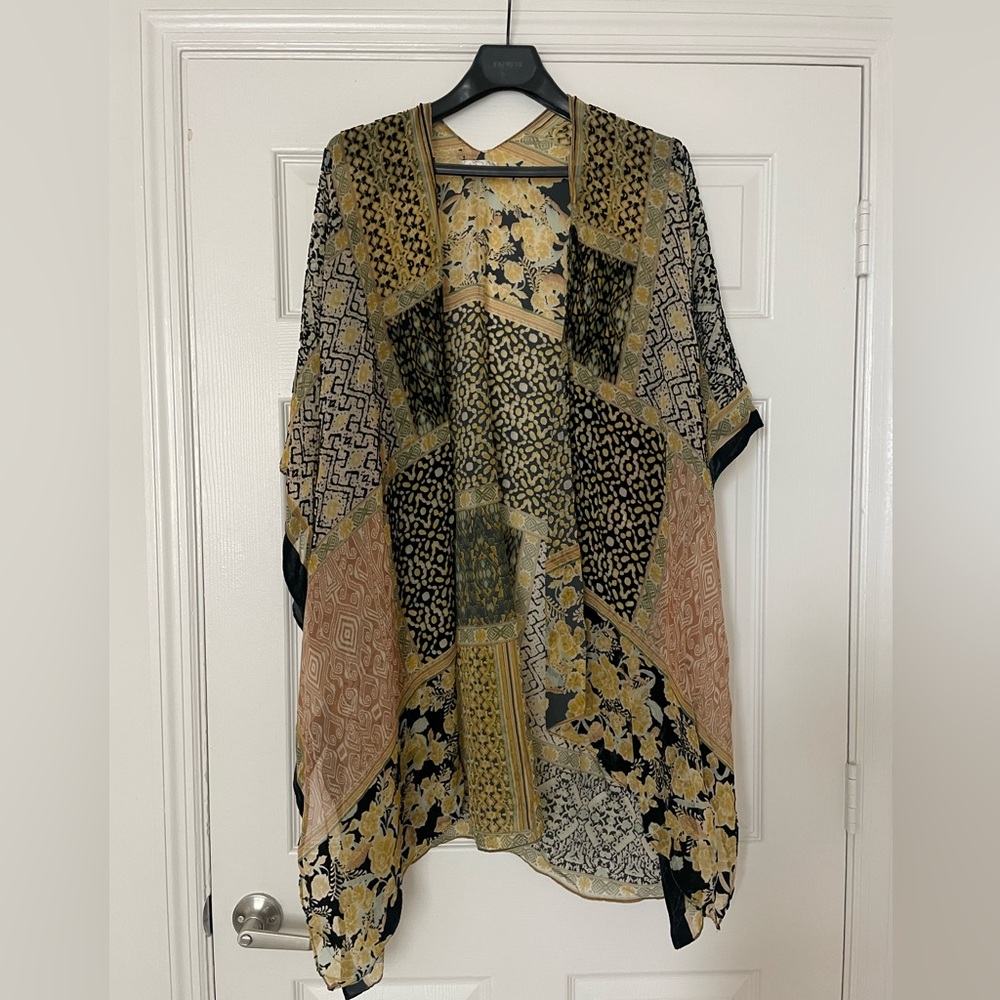 Free People Chiffon + Velvet Shawl/Kimono